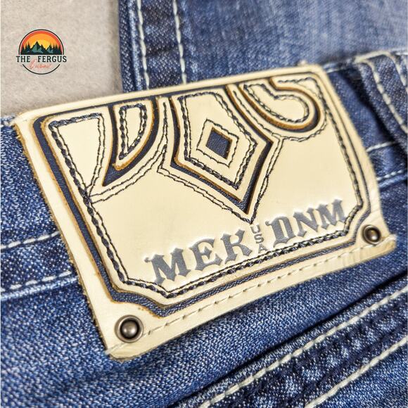 MEK Denim Jeans Y2K Cyber Wide Leg Button Fly Med Wash USA Design Mens Sz 34x34 - Picture 14 of 16